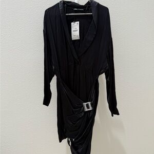 Zara Black Long Sleeve Dress with Buckle